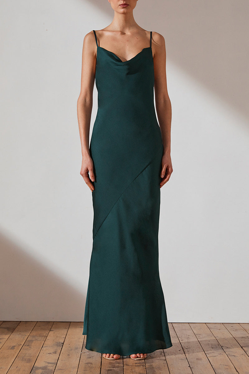 Luxe Bias Cowl Slip Dress | Emerald ...